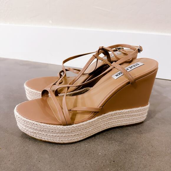 Steve Madden Whitlee Platform Espadrille Wedge Sandals Tan Beige Size 10 NWT - Picture 6 of 10